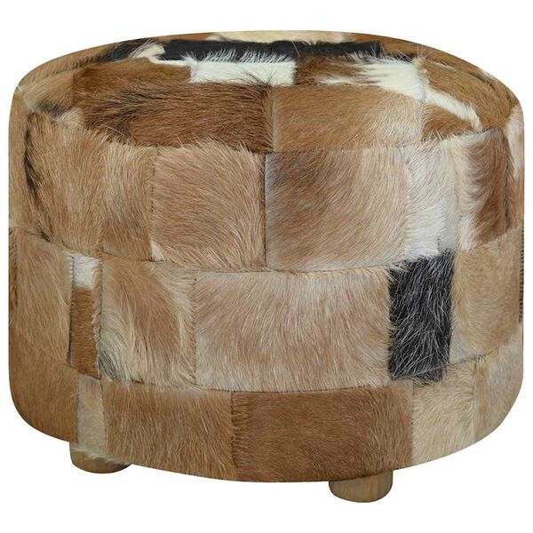 vidaXL Pouffe Multicolor Genuine goat leather upholstery Medium Sturdy