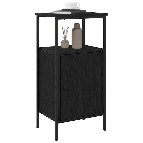 vidaXL Bedside Cabinet Black Oak 16.14 x 12.20 x 31.50 in