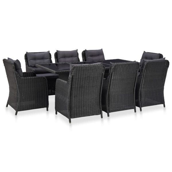 vidaXL Outdoor Dining Set Black and Dark Grey