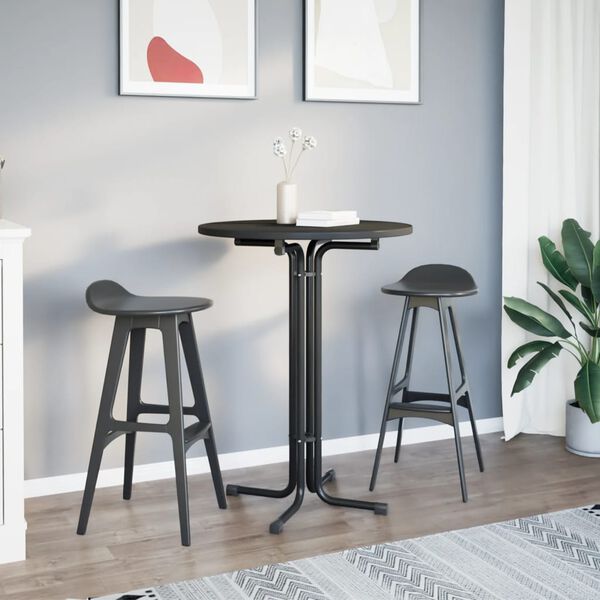 vidaXL Dining Table Black Engineered Wood and Powder-Coated Steel Compact