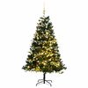 vidaXL Artificial Hinged Christmas Tree Green and White PVC, PE, Metal