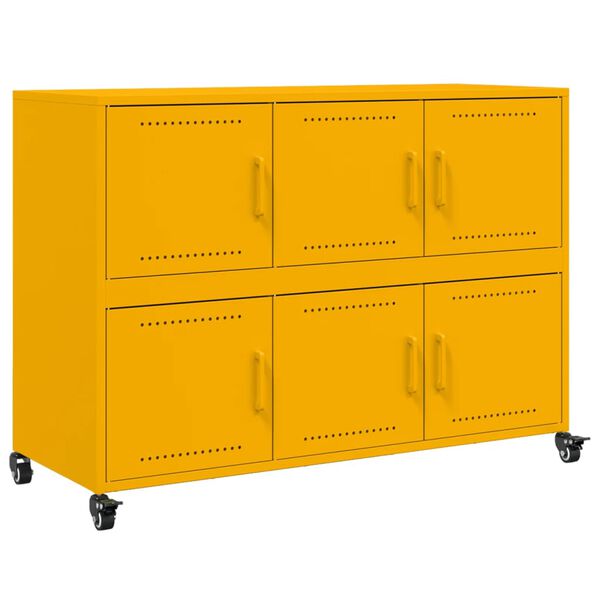 vidaXL Sideboard Mustard Yellow Cold-rolled steel Medium Rollable