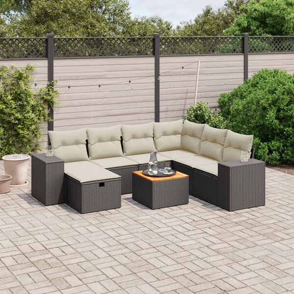 vidaXL Garden Sofa Set Black Poly Rattan Large Modular Garden Sofa Set