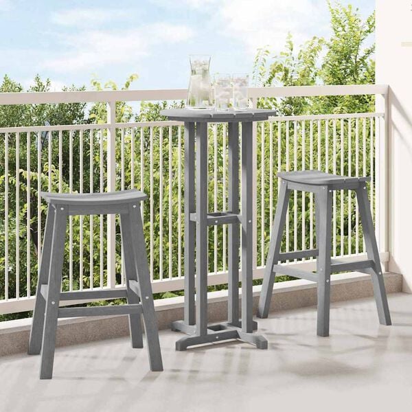 vidaXL Garden Bar Set 3 pcs Light gray HDPE