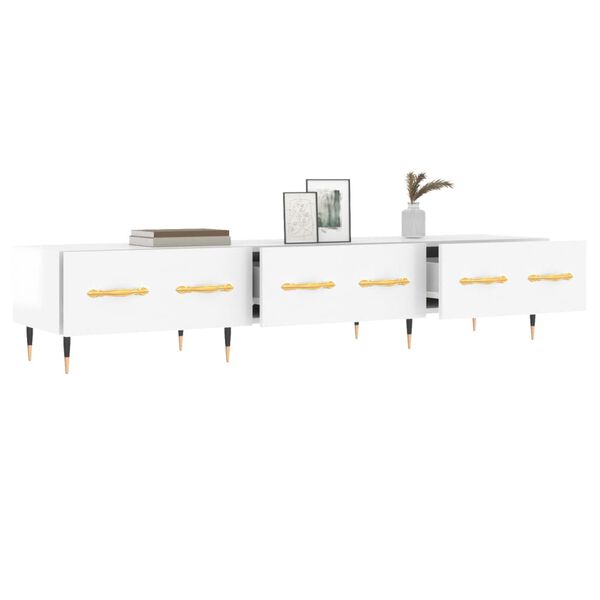 vidaXL TV Cabinet High gloss white Engineered wood, Iron Medium