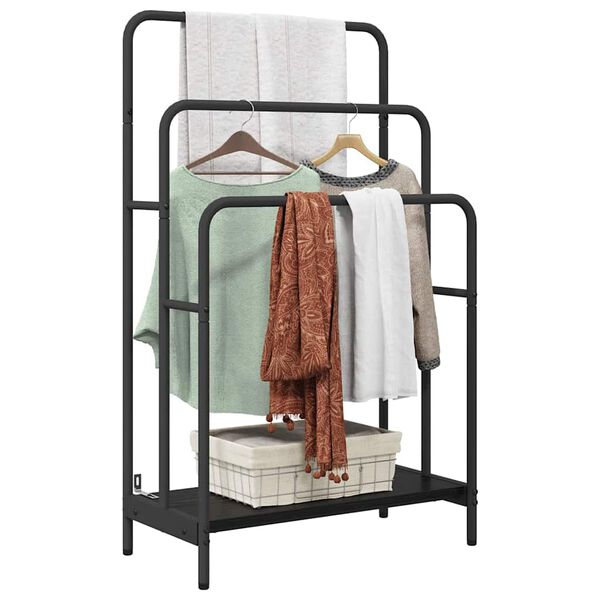 vidaXL Cloth Rack Black Oak 23.62 x 11.81 x 39.57 in Engineered wood