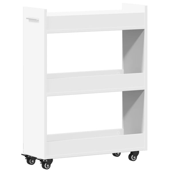 vidaXL Cabinet with Wheels White 23.6"x8.7"x31.1" Engineered Wood