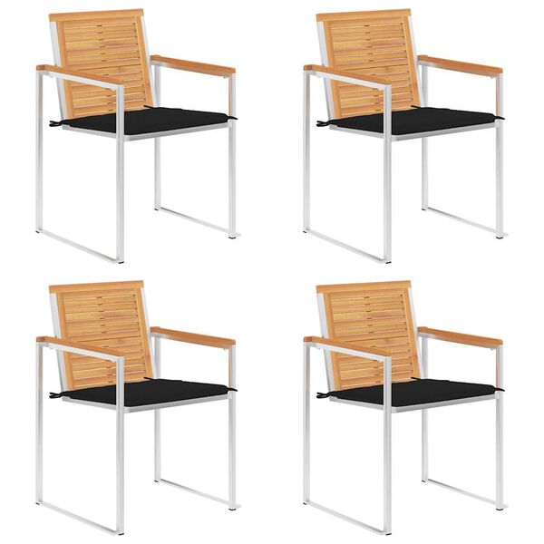 vidaXL Patio Chairs 4 pcs with Cuhsions Solid Teak Wood (2x46515+314052)