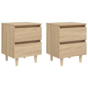 vidaXL Bed Cabinet Set of 2 Sonoma Oak Engineered wood, Solid pine
