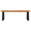 vidaXL Bench Natural Wood and Black Solid Acacia Wood, Powder-Coated Steel