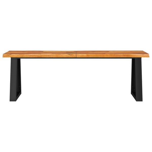 vidaXL Bench Natural Wood and Black Solid Acacia Wood, Powder-Coated Steel