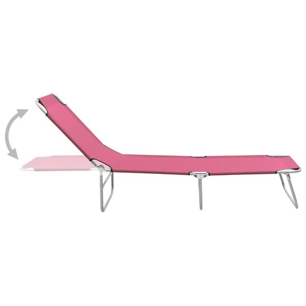 vidaXL Sun Lounger Pink Oxford fabric, Powder-coated steel Standard