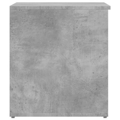 Front view of concrete grey storage cabinet with closed top lid