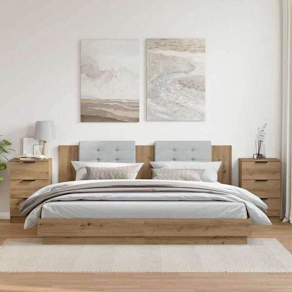 vidaXL Bedside Cabinet Set of 2 Artisan Oak Engineered Wood, Metal