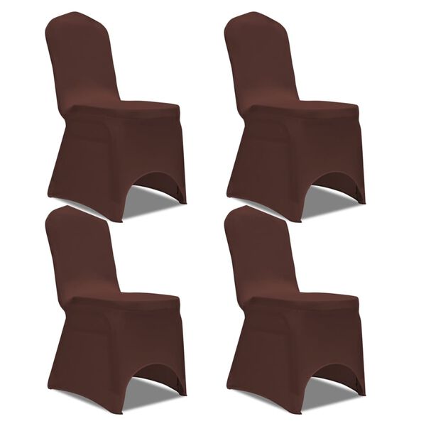 vidaXL Chair Cover Set of 4 Brown Polyester: 90%, Elastane: 10%