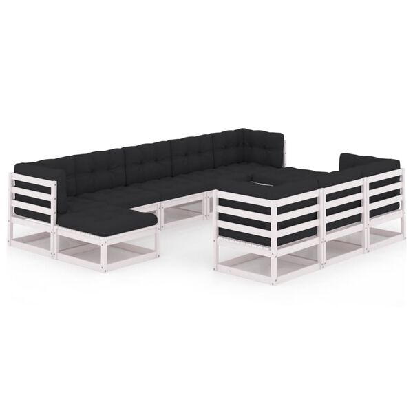 vidaXL Garden Lounge Set White Solid pinewood Large Modular