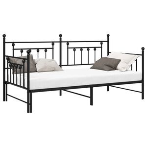 vidaXL Daybed Frame with Headboard Black 42.1" x 79.9" Steel