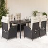 vidaXL Garden Dining Set Black PE rattan Medium Adjustable Armrests