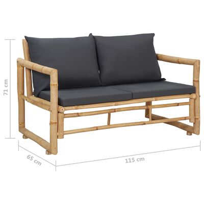 vidaXL Patio Bench with Cushions 45.3" Bamboo