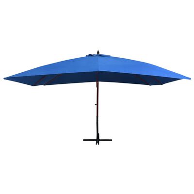 vidaXL Hanging Parasol with Wooden Pole 157.5"x118.1" Blue