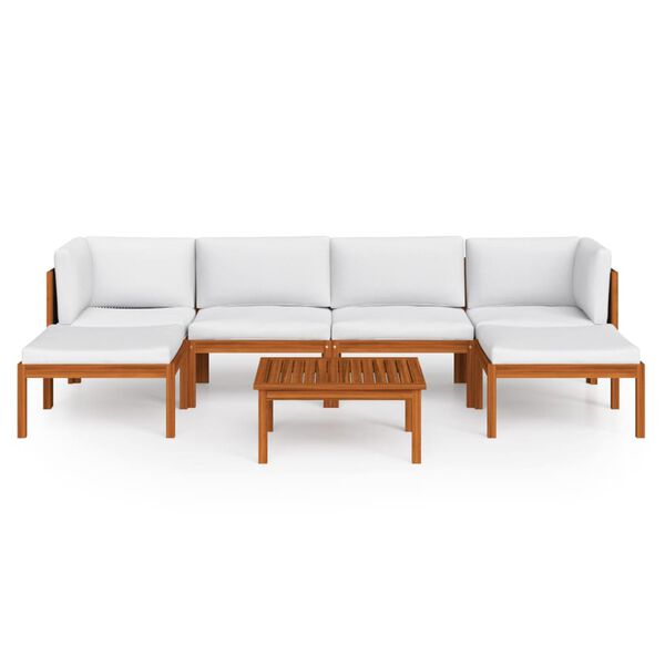 vidaXL Garden Lounge Set Cream, Natural Acacia Wood