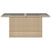 vidaXL Garden Table Beige PE Rattan, Powder-Coated Steel, Tempered Glass