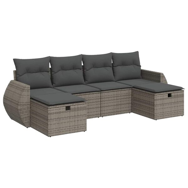 vidaXL Garden Sofa Set Grey PE Rattan, Powder-Coated Steel Large Modular