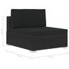 vidaXL Sofa Set Black PE rattan, Powder-coated steel, Polyester