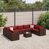 vidaXL Patio Lounge Set Brown PE Rattan Large Modular Patio Lounge Set