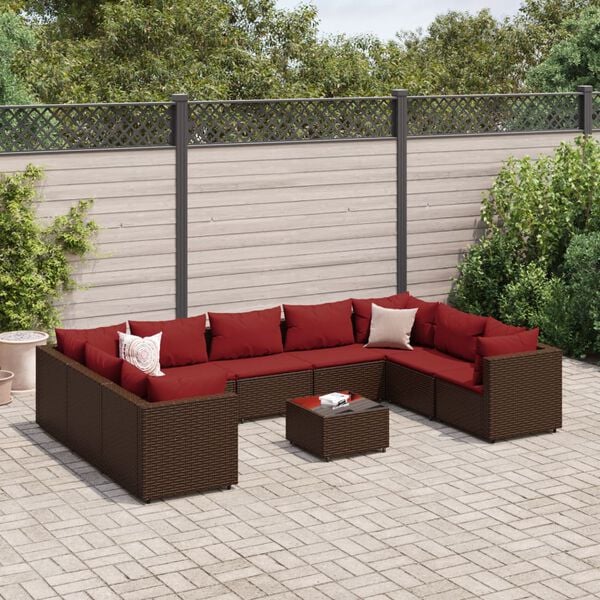 vidaXL Patio Lounge Set Brown PE Rattan Large Modular Patio Lounge Set
