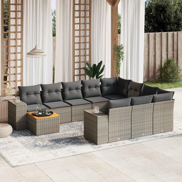 vidaXL Garden Sofa Set Grey PE rattan Large Modular Garden Sofa Set