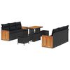 vidaXL Garden Sofa Set with Cushion 11 pcs Black Poly Rattan