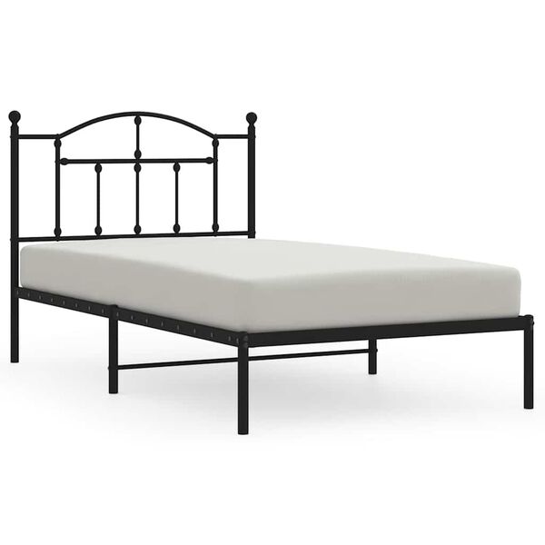 vidaXL Bed Frame Black Powder-Coated Steel Single Bed Frame