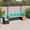 vidaXL Patio Sofa Set Black and Blue PE rattan Large Modular