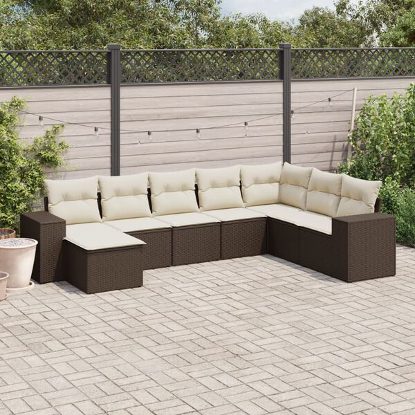 vidaXL Garden Sofa Set Brown, Cream white