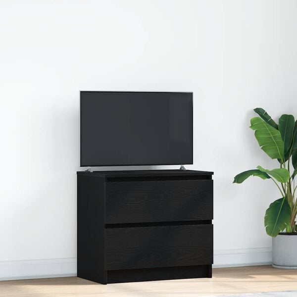 vidaXL TV Cabinet Black Engineered wood Medium TV Cabinet Rectangular