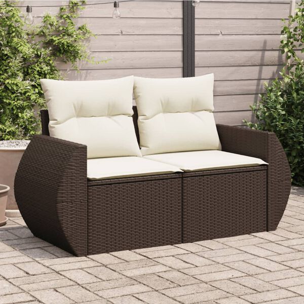 vidaXL Garden Sofa Brown, Cream White