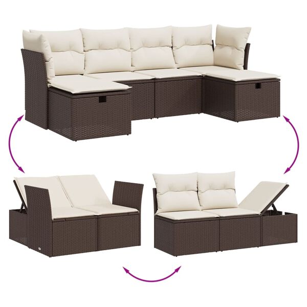 vidaXL Garden Sofa Set Brown Poly Rattan Large Modular Garden Sofa Set