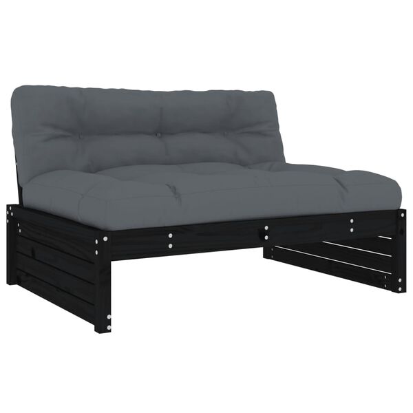 vidaXL Garden Lounge Set Black, Anthracite Solid Pine Wood, Oxford Fabric