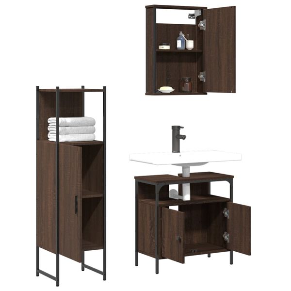vidaXL Bathroom Furniture Set Brown oak