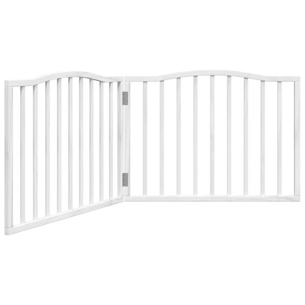 vidaXL Dog Gate Set of 2 White Poplar Wood 63 in Foldable Dog Gate