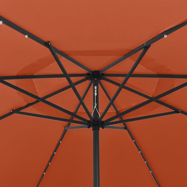 vidaXL Garden Parasol with LED Lights and Metal Pole 157.5" Terracotta