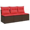 vidaXL Garden Sofa with Cushion 7 pcs Brown Poly rattan