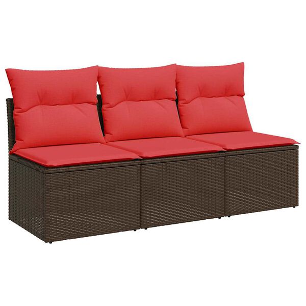 vidaXL Garden Sofa with Cushion 7 pcs Brown Poly rattan