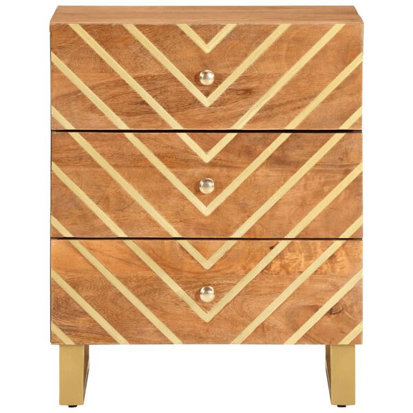 vidaXL Bedside Cabinet Brown and Black Solid Mango Wood, MDF, Iron Medium