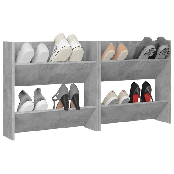 vidaXL Wall Shoe Cabinets 2 pcs Concrete Gray 23.6"x7.1"x23.6" Engineered Wood
