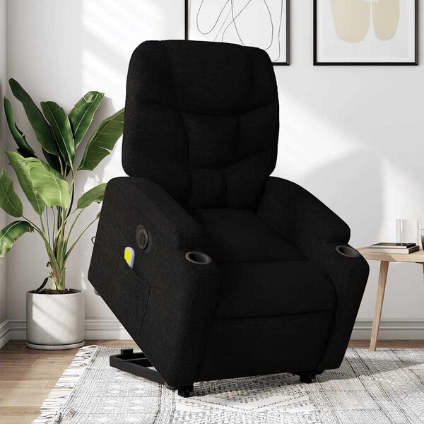 vidaXL Electric Stand Up Massage Recliner Chair Black