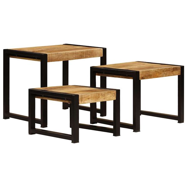 vidaXL Side Table Set of 3 Brown and Black