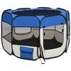 vidaXL Dog Playpen Blue and cream Polyester, steel 35.4 x 35.4 x 22.8 in