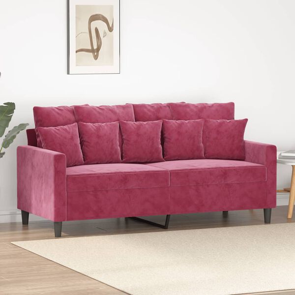 vidaXL 2-seater Sofa Wine Red Velvet (100% polyester), Metal, Textilene